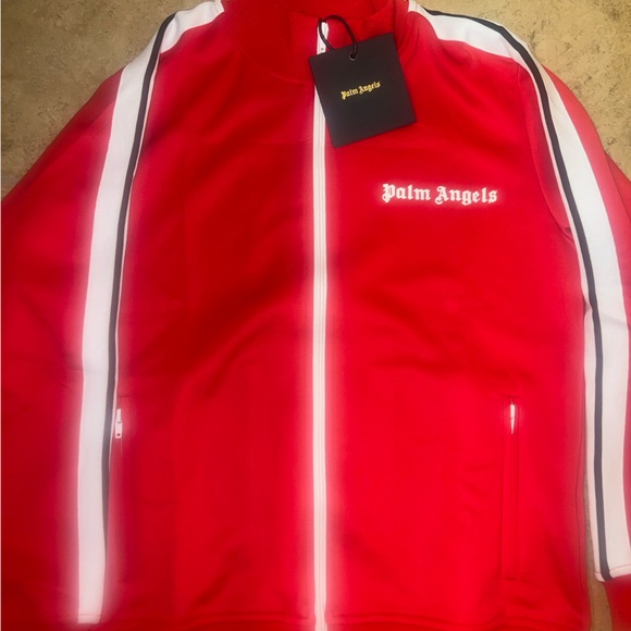 Palm Angels Red and White Bomber Jacket - Picture 1 of 3